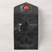 Einfache Mongram Skeleton Halloween QR Code Hochze All In One Einladung (Außenbereich)