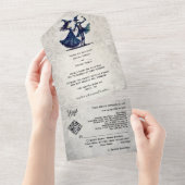 Einfache Mongram Skeleton Halloween QR Code Hochze All In One Einladung (Abreißen)