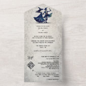 Einfache Mongram Skeleton Halloween QR Code Hochze All In One Einladung (Innen Boden)