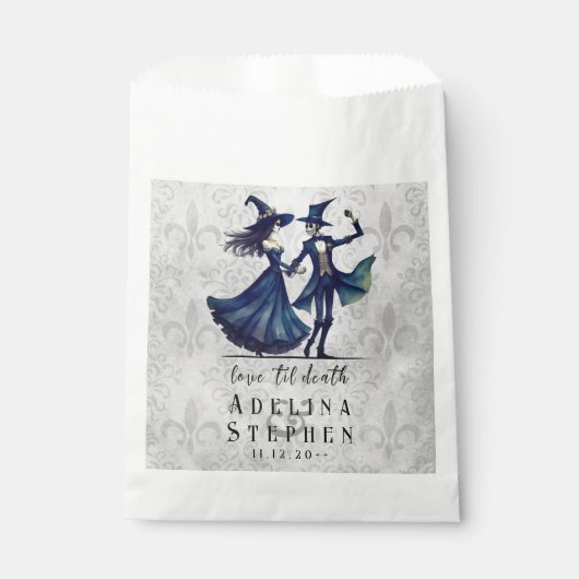 Einfache Mongram Skeleton Halloween QR Code Hochze Geschenktütchen (Vorderseite)