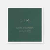 Einfache Mongram Smarald Green Wedding Serviette (Vorderseite)