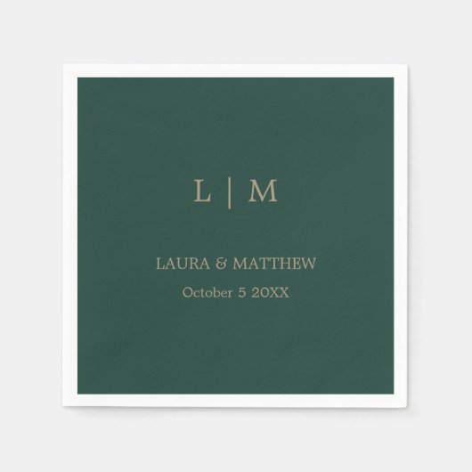 Einfache Mongram Smarald Green Wedding Serviette (Vorderseite)