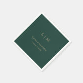 Einfache Mongram Smarald Green Wedding Serviette (Ecke)