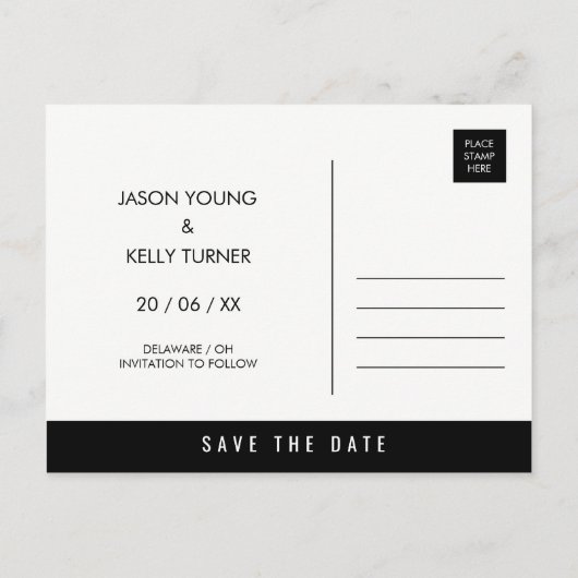 Einfache monochrome Kreise Save the Date - Postkar Ankündigungspostkarte (Rückseite)