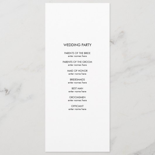 Einfache monochrome kreisförmige Trauung Programm (Rückseite)