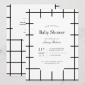 Einfache monochrome Schwarz-weiße Fensterleiste Ka Einladung (Vorne/Hinten)