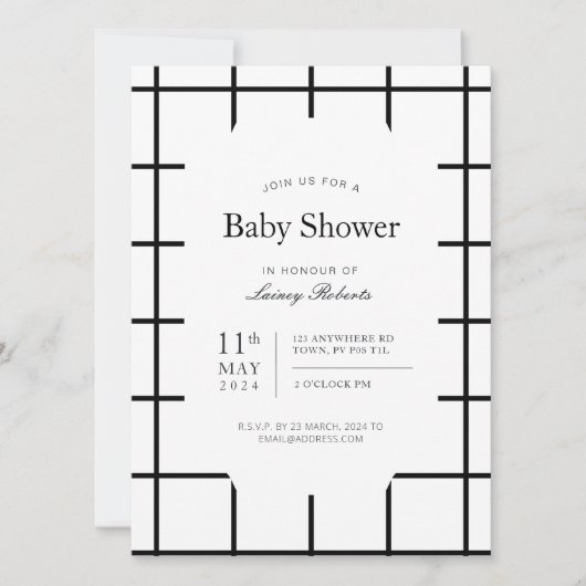 Einfache monochrome Schwarz-weiße Fensterleiste Ka Einladung (Vorderseite)