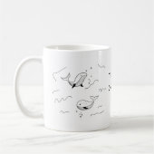 Einfache monochrome WhalSea Lineart Custom Kaffeetasse (Links)
