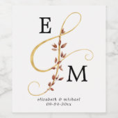 Einfache Monogram Ampersand-Hochzeit im Herbst Weinetikett (Einzelnes Label)