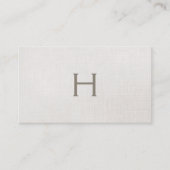 Einfache Monogram Beige Linen, stilvoll Minimalist Visitenkarte (Vorderseite)