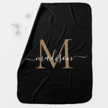 Einfache Monogram Black Gold Elegante Girly Script