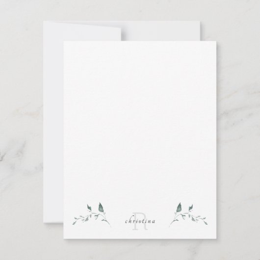 Einfache Monogram Blank Vielen Dank Mitteilungskarte (Rückseite)