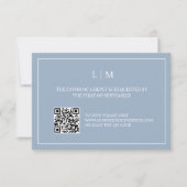 Einfache Monogram Blue QR Code Wedding RSVP Card Dankeskarte (Vorderseite)