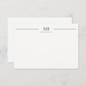 Einfache Monogram Border Initials Dunkelgrau Moder Mitteilungskarte (Vorne/Hinten)
