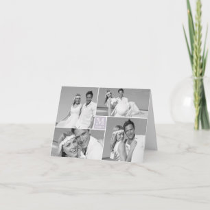 Einfache Monogram Box 4 Multi-Foto Moderne Hochzei Dankeskarte