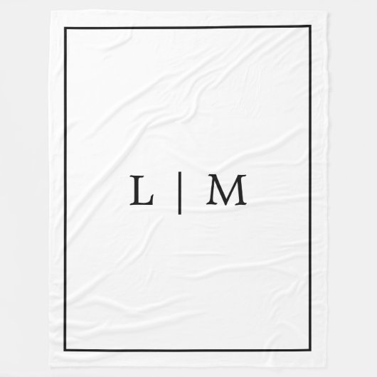 Einfache Monogram Classic Schwarz/Weiß Minimalisti Fleecedecke (Vorderseite)
