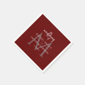 Einfache Monogram Dark Red Christmas Serviette (Ecke)