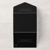 Einfache Monogram Elegant Black and Gold Wedding All In One Einladung (Außenbereich)