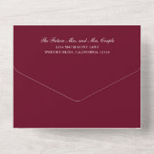 Einfache Monogram Elegant Burgundy Wedding All In One Einladung (Rückseite)