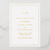 Einfache Monogram Elegant Wedding Save the Date Folieneinladung (Vorderseite)