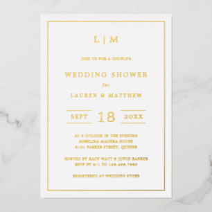 Einfache Monogram Elegant Wedding Shower Folieneinladung