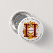 Einfache Monogram Fall Harvest Happy Thanksgiving Button (Vorne & Hinten)