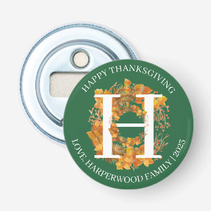 Einfache Monogram Fall Harvest Happy Thanksgiving Flaschenöffner