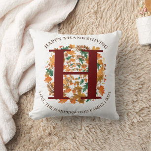 Einfache Monogram Fall Harvest Happy Thanksgiving Kissen