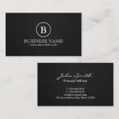 Einfache Monogram Financial Advisor Business Card Visitenkarte (Vorne/Hinten)