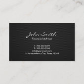 Einfache Monogram Financial Advisor Business Card Visitenkarte (Rückseite)