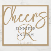 Einfache Monogram Gold Calligraphy Script-Sparklin Schaumweinetikett (Einzelnes Label)