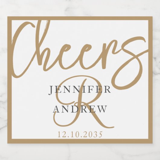 Einfache Monogram Gold Calligraphy Script-Sparklin Schaumweinetikett (Einzelnes Label)