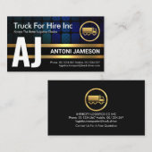 Einfache Monogram Gold Lines Trucker Visitenkarte (Vorne/Hinten)