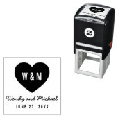 Einfache Monogram Heart Couple Save the Date Hochz Permastempel (Beispiel)