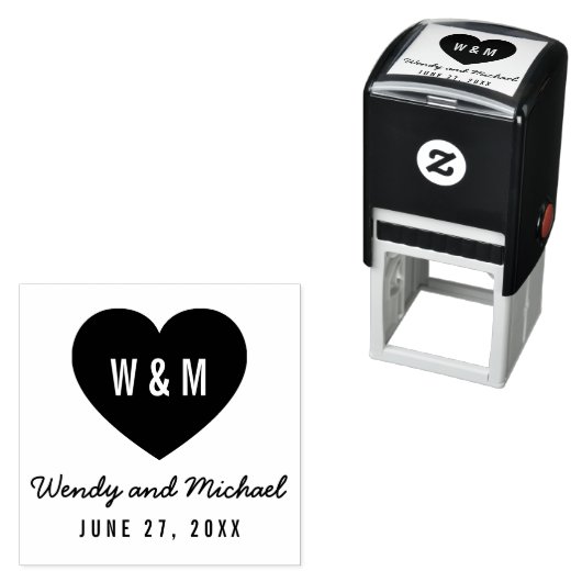 Einfache Monogram Heart Couple Save the Date Hochz Permastempel (Beispiel)