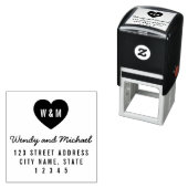 Einfache Monogram Heart Couple Wedding-Adresse Permastempel (Beispiel)
