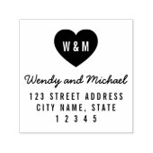 Einfache Monogram Heart Couple Wedding-Adresse Permastempel (Design)
