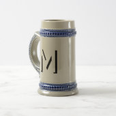 Einfache Monogram Initial Drop Shadow Personalisie Bierglas (Vorderseite Links)