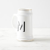 Einfache Monogram Initial Drop Shadow Personalisie Bierglas (Vorderseite Links)