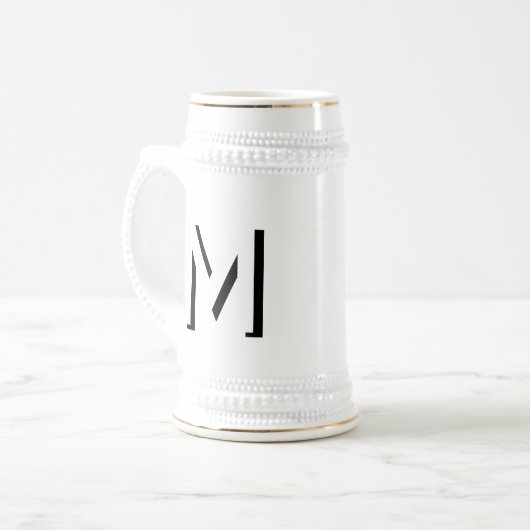 Einfache Monogram Initial Drop Shadow Personalisie Bierglas (Vorderseite Links)