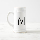 Einfache Monogram Initial Drop Shadow Personalisie Bierglas (Links)