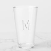 Einfache Monogram Initial Drop Shadow Personalisie Glas (Rückseite)