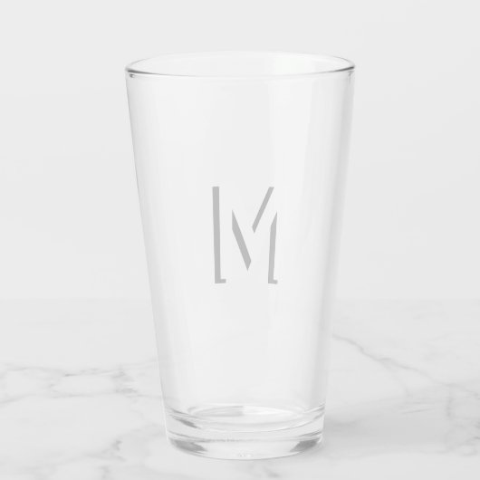 Einfache Monogram Initial Drop Shadow Personalisie Glas (Rückseite)