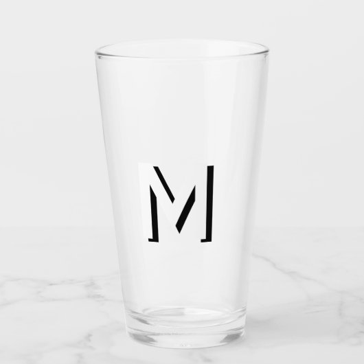 Einfache Monogram Initial Drop Shadow Personalisie Glas (Vorderseite)