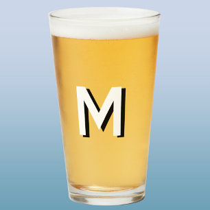 Einfache Monogram Initial Drop Shadow Personalisie Glas