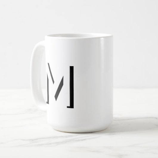 Einfache Monogram Initial Drop Shadow Personalisie Kaffeetasse (Vorderseite Links)