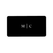 Einfache Monogram Initials Black Fevor Sticker Adressaufkleber (Vorne)