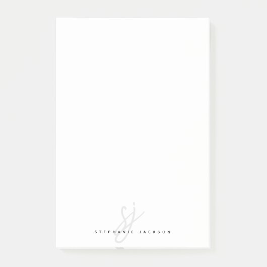 Einfache Monogram Initials Hand Letter Script Post-it Klebezettel (Vorderseite)