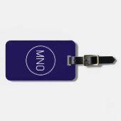 Einfache Monogram Initials Minimalistisch Navy Blu Gepäckanhänger (Vorderseite horizontal)