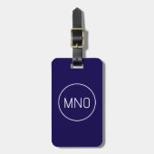 Einfache Monogram Initials Minimalistisch Navy Blu Gepäckanhänger (Vorderseite vertikal)